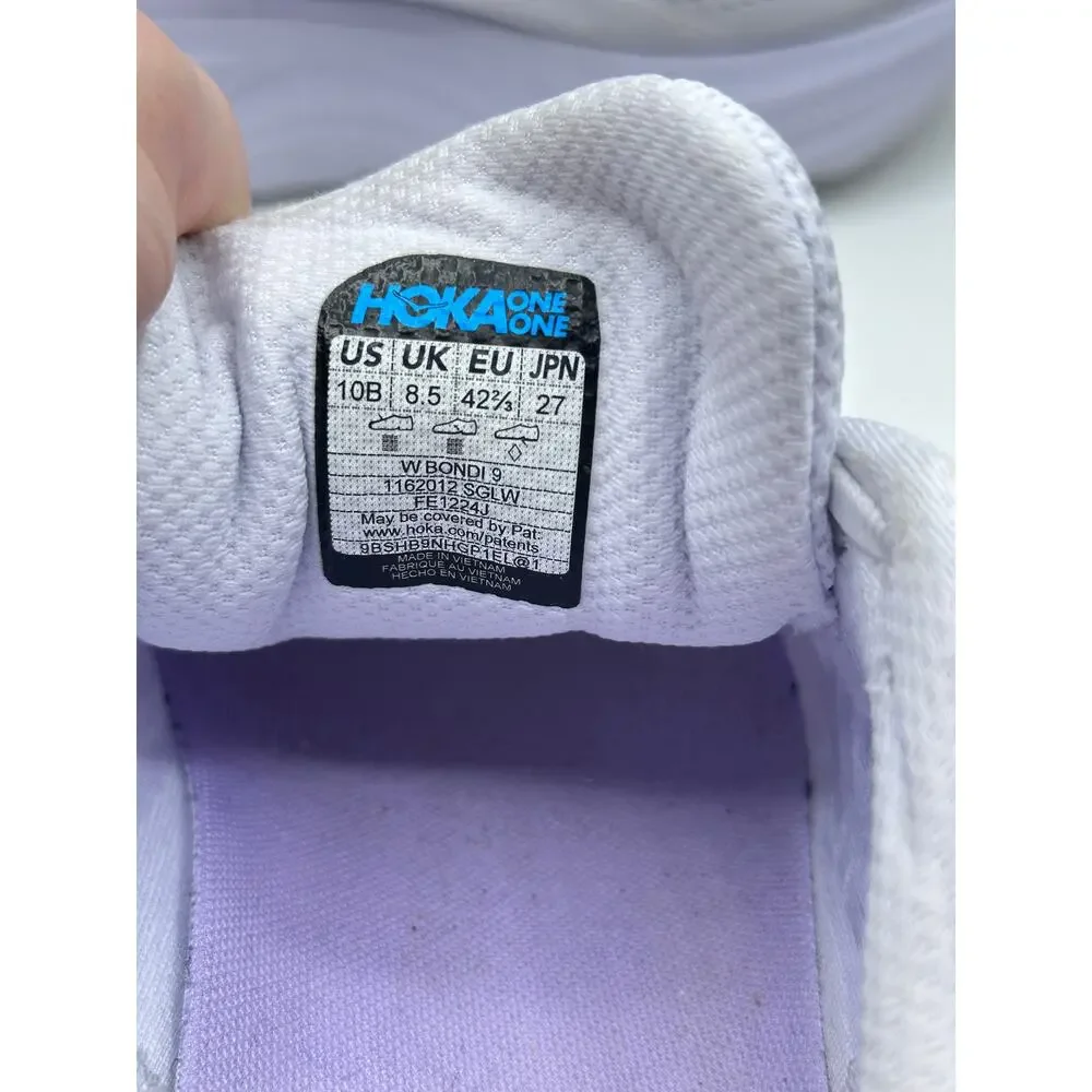 HOKA Bondi 9 Running Sneakers White Silver Stardust Sz 10 $175